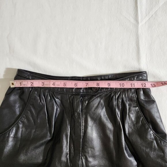 Peck & Peck Women's Size 5/6 Black Genuine Leather Pleat Front Zip Close Pants - Picture 9 of 15
